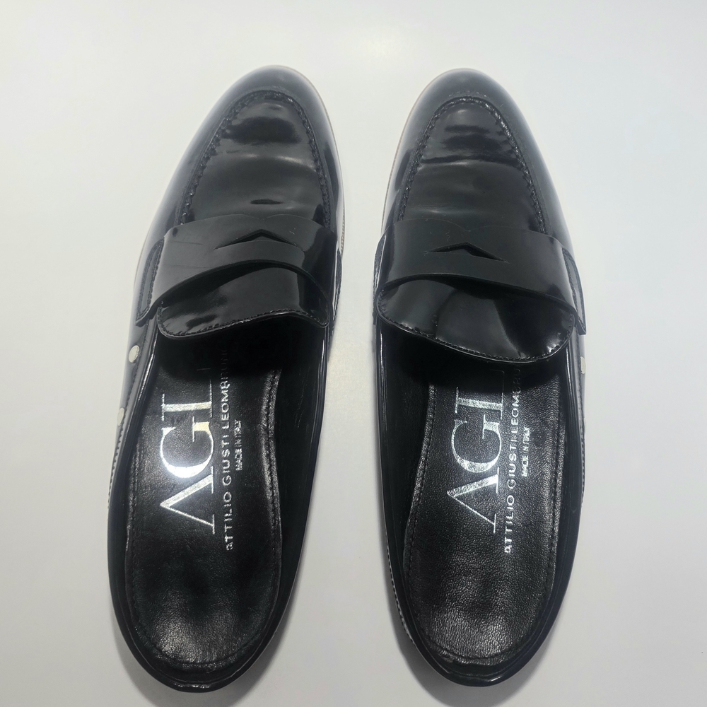 AGL Attilio Giusti Leombruni Black Leather Loafers EU 38 Pre-Owned Excellent